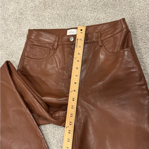 Aritzia Wilfred The Melina Faux Leather Straight Leg Pants | Cognac Brown size 8 - Picture 7 of 10
